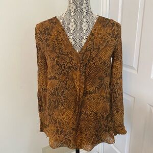Babaton Brown Snake Print Blouse